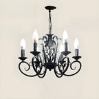 Lampadario vintage a 6 luci in ferro nero per un fascino semplice