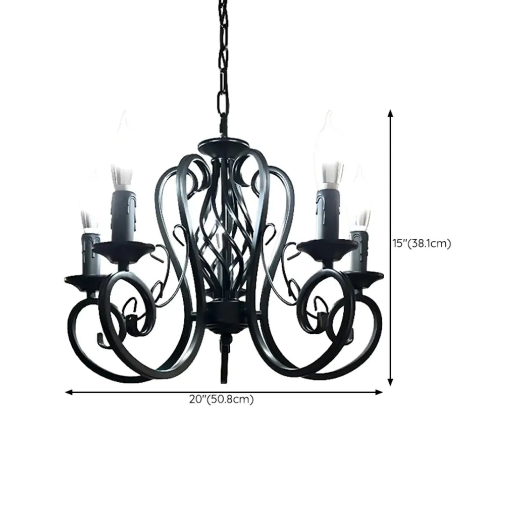 Lampadario vintage a 6 luci in ferro nero per un fascino semplice