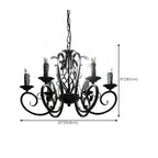Lampadario vintage a 6 luci in ferro nero per un fascino semplice
