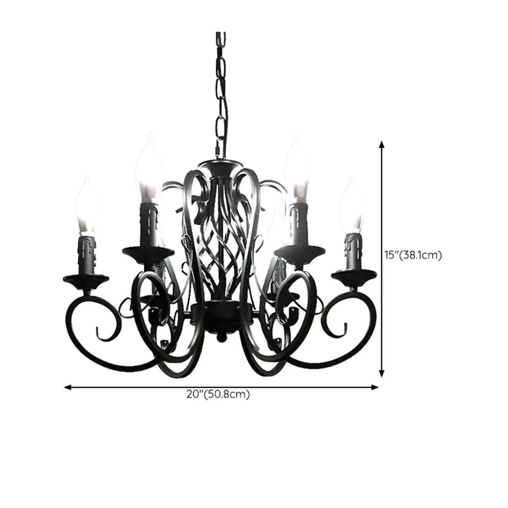Lampadario vintage a 6 luci in ferro nero per un fascino semplice