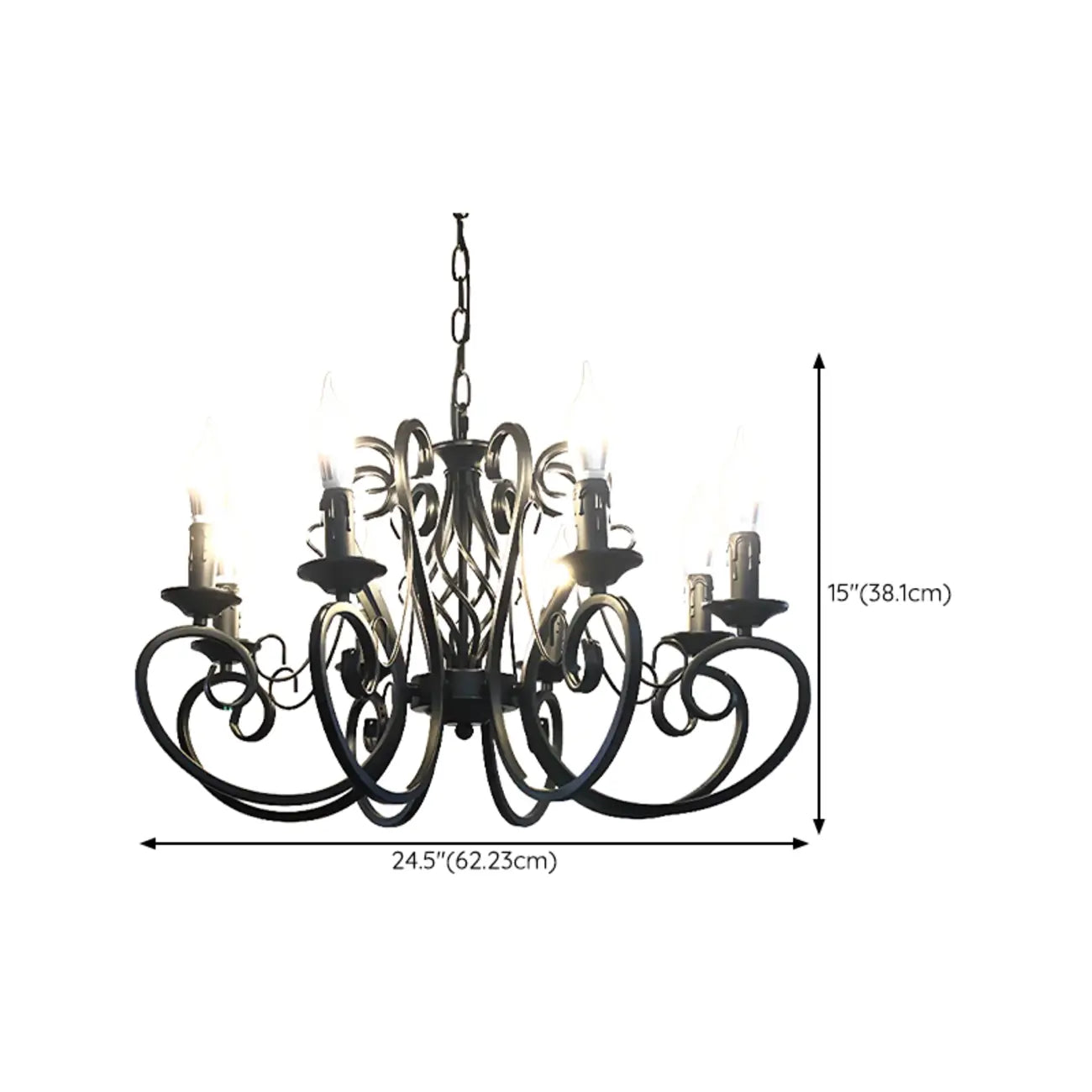 Lampadario vintage a 6 luci in ferro nero per un fascino semplice