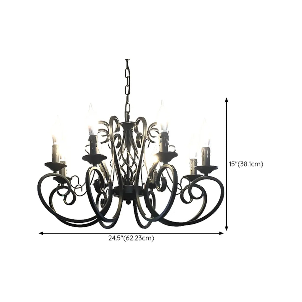 Lampadario vintage a 6 luci in ferro nero per un fascino semplice