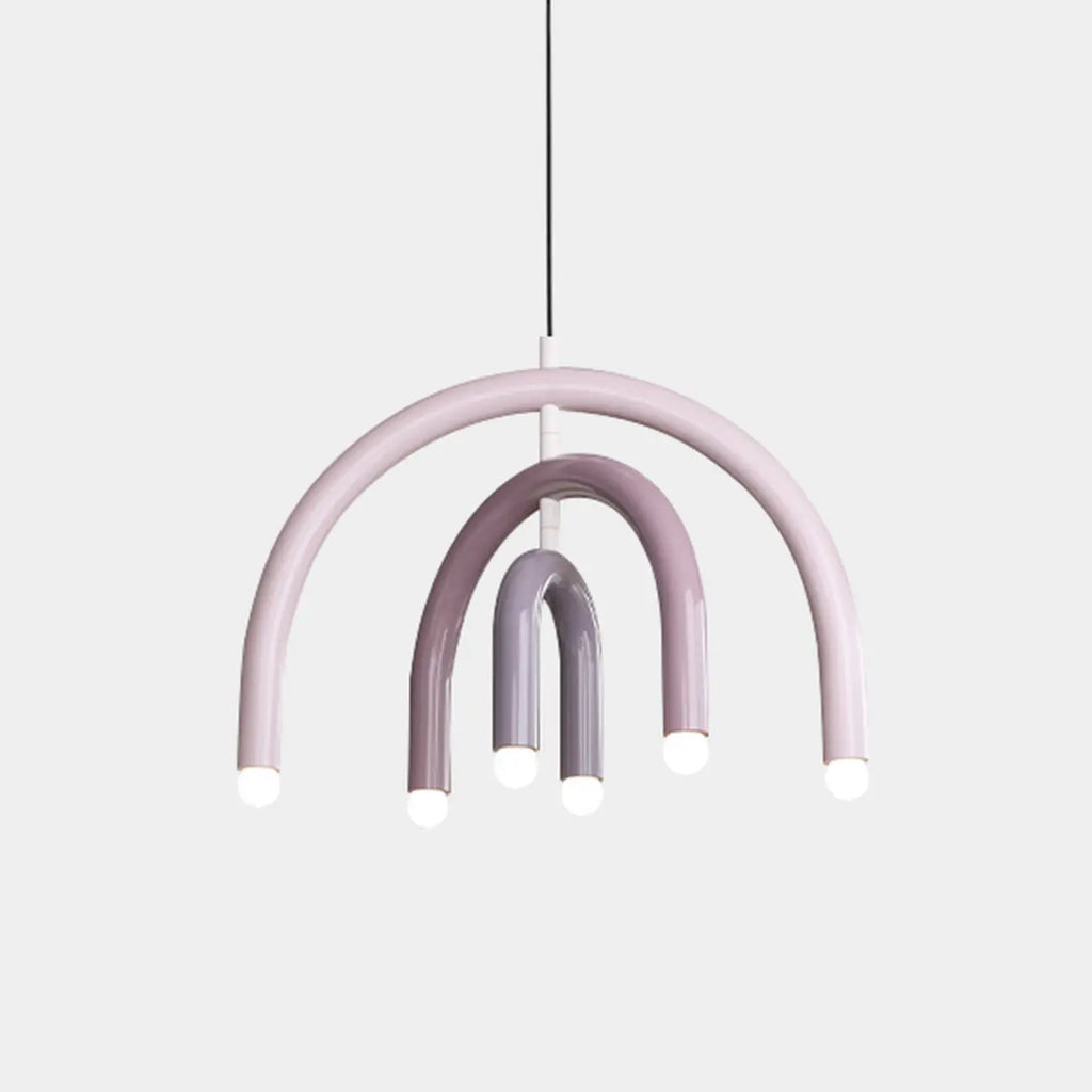 Lustre moderne à 6 lumières LED avec un design en forme d'arc-en-ciel