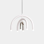 Lustre moderne à 6 lumières LED avec un design en forme d'arc-en-ciel