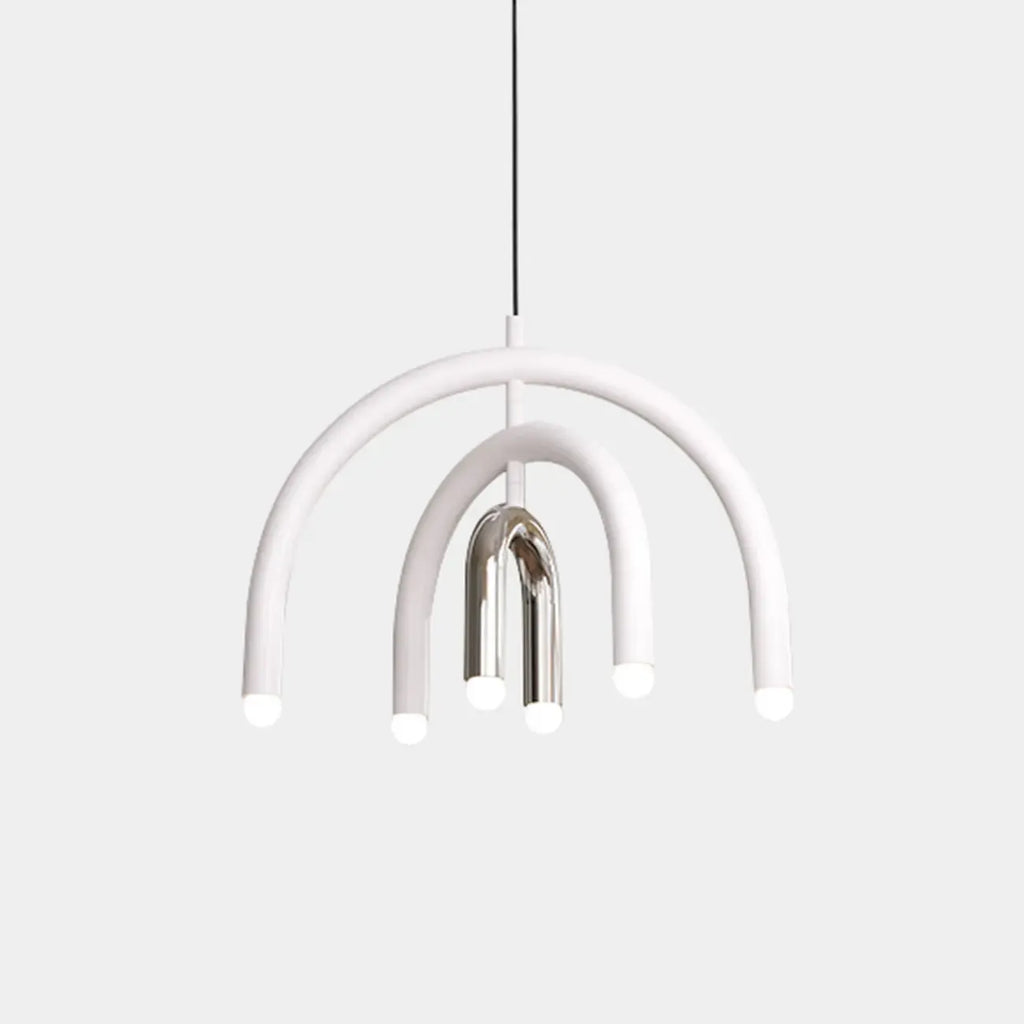 Lustre moderne à 6 lumières LED avec un design en forme d'arc-en-ciel