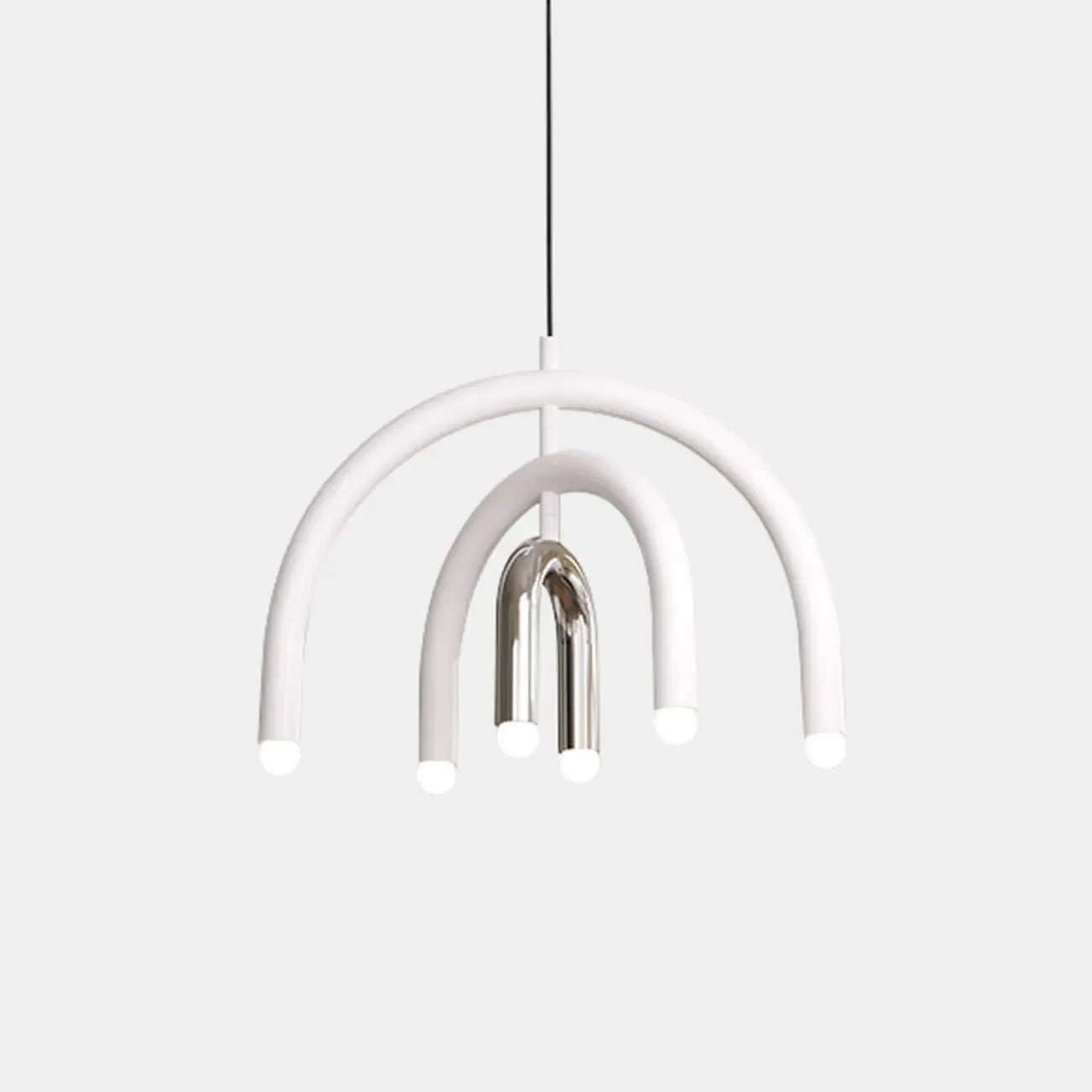 Lustre moderne à 6 lumières LED avec un design en forme d'arc-en-ciel