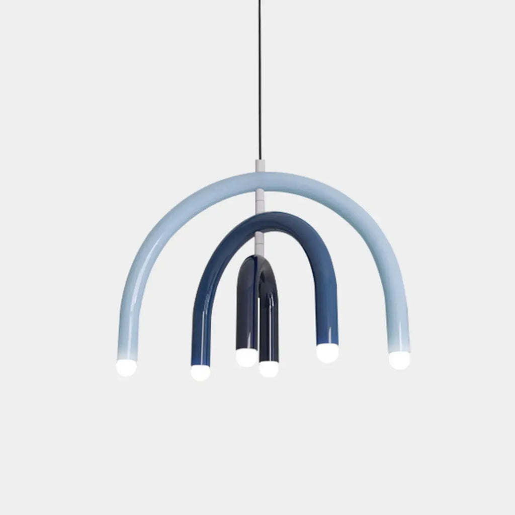 Lustre moderne à 6 lumières LED avec un design en forme d'arc-en-ciel