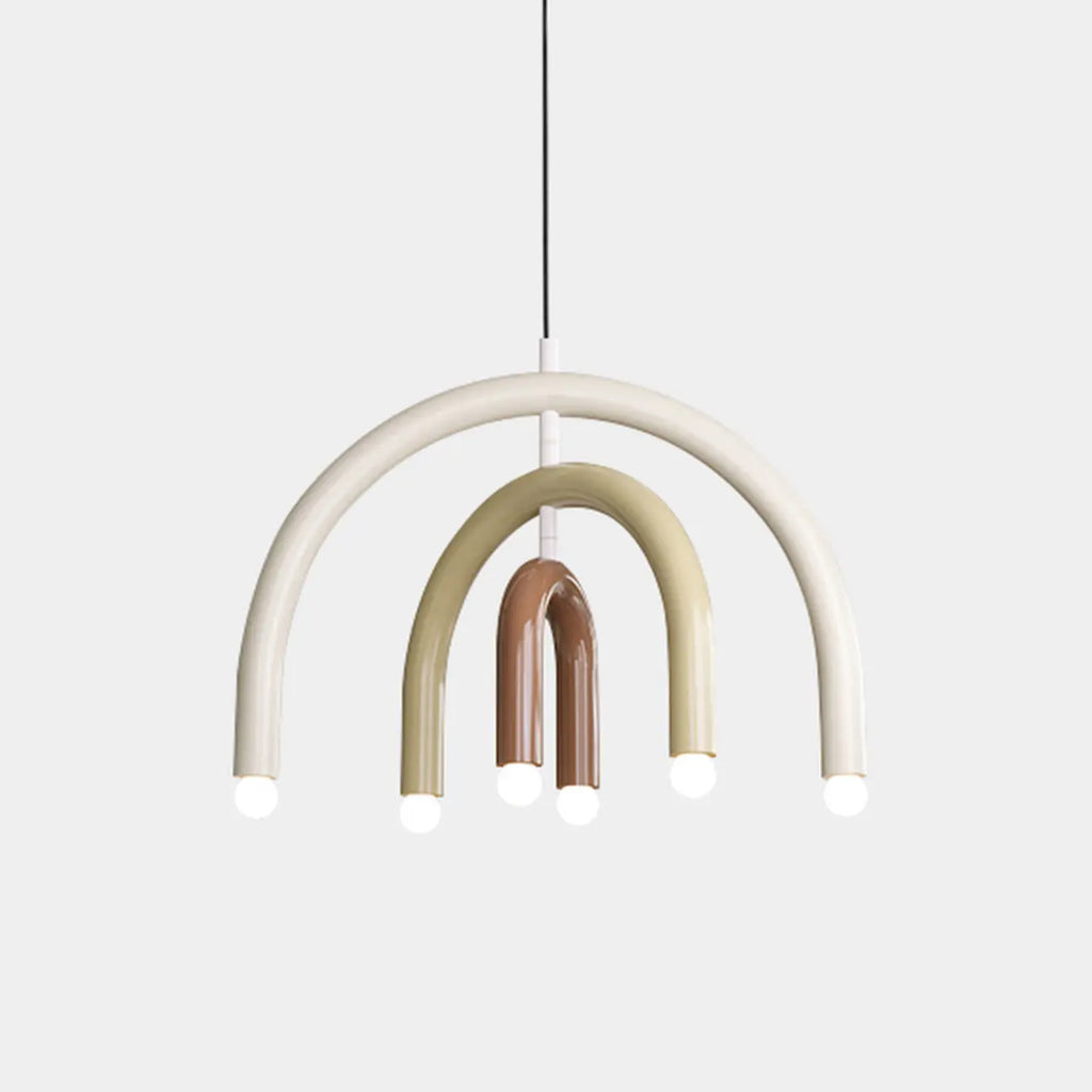 Lustre moderne à 6 lumières LED avec un design en forme d'arc-en-ciel