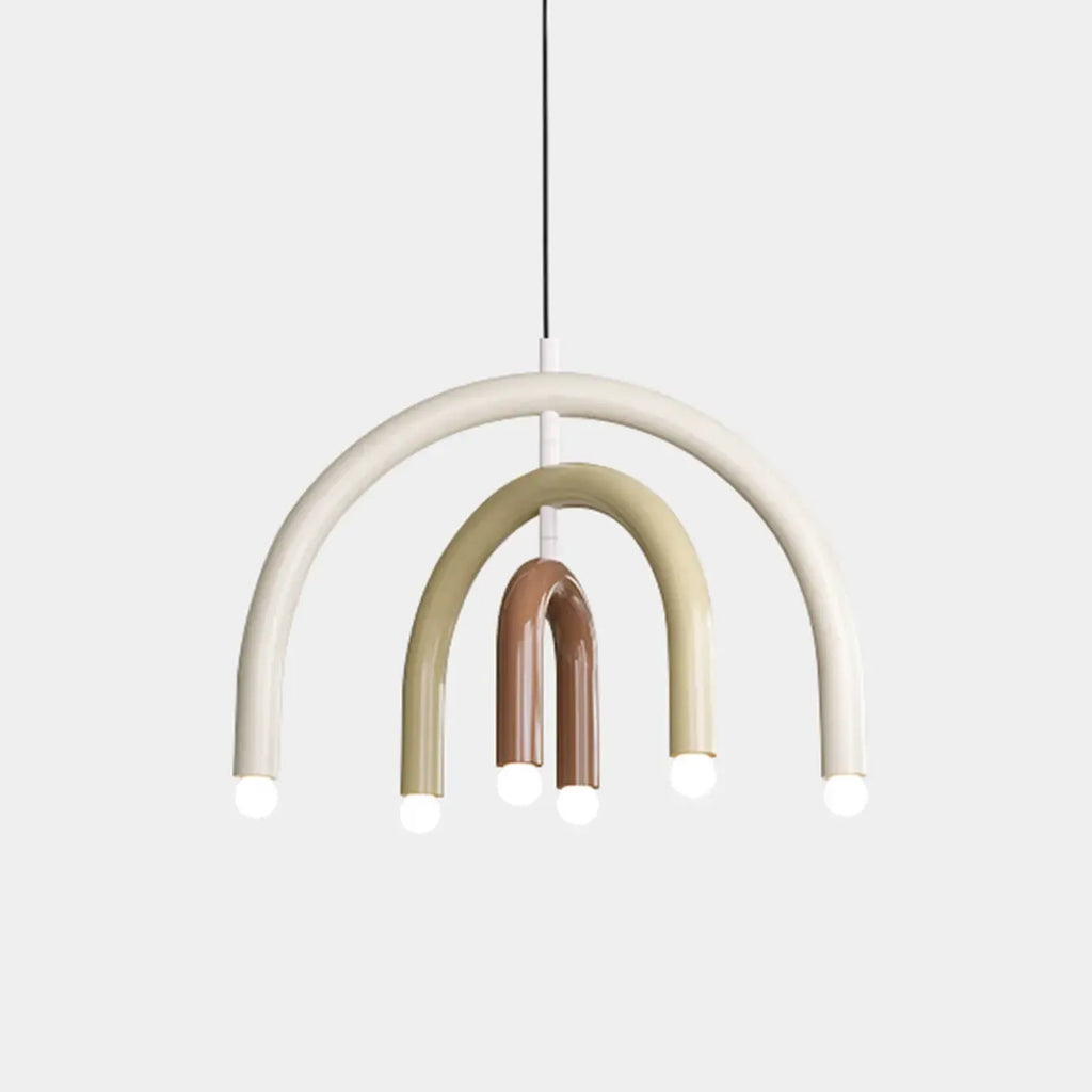 Lustre moderne à 6 lumières LED avec un design en forme d'arc-en-ciel