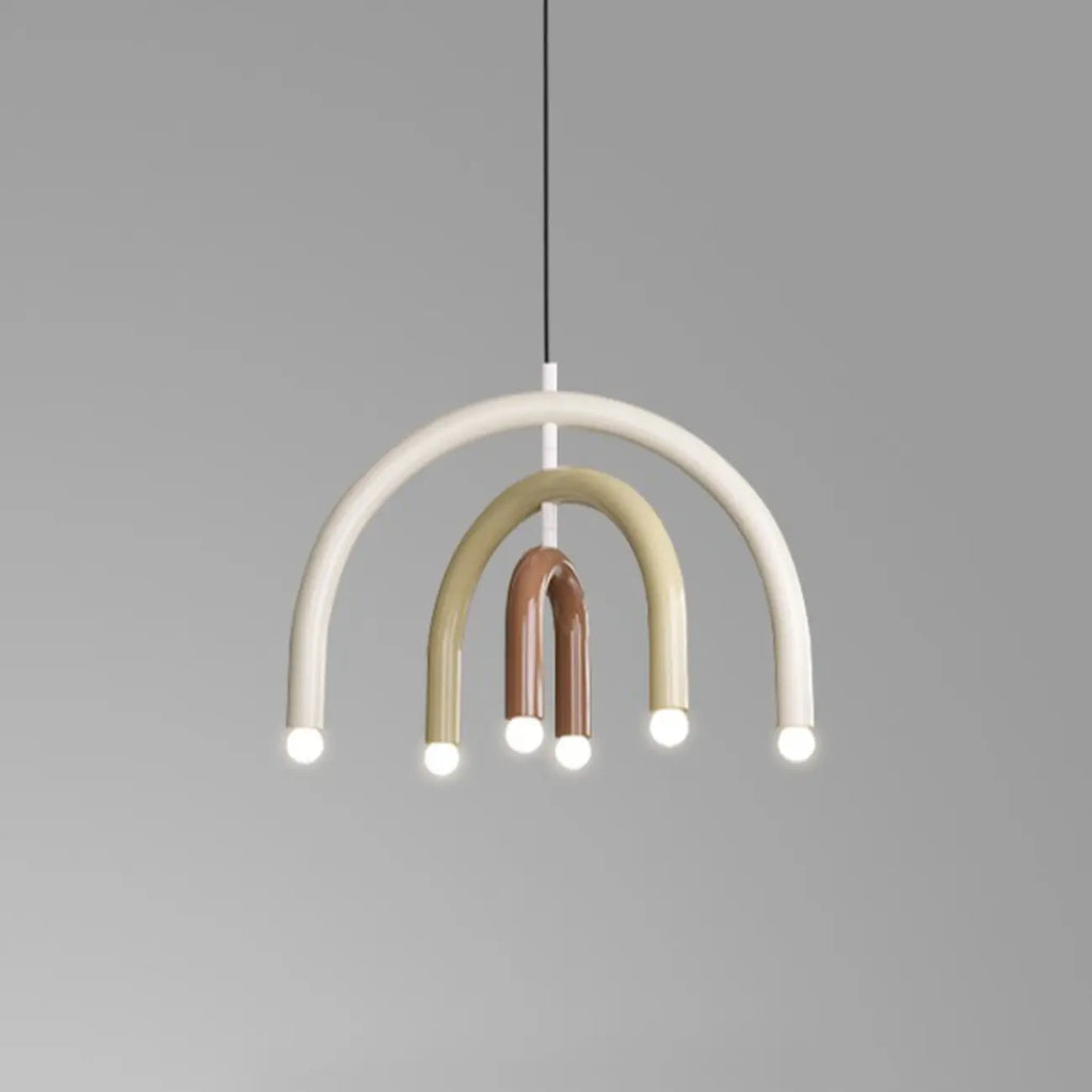 Lustre moderne à 6 lumières LED avec un design en forme d'arc-en-ciel
