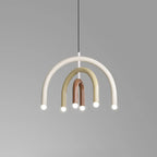Lustre moderne à 6 lumières LED avec un design en forme d'arc-en-ciel
