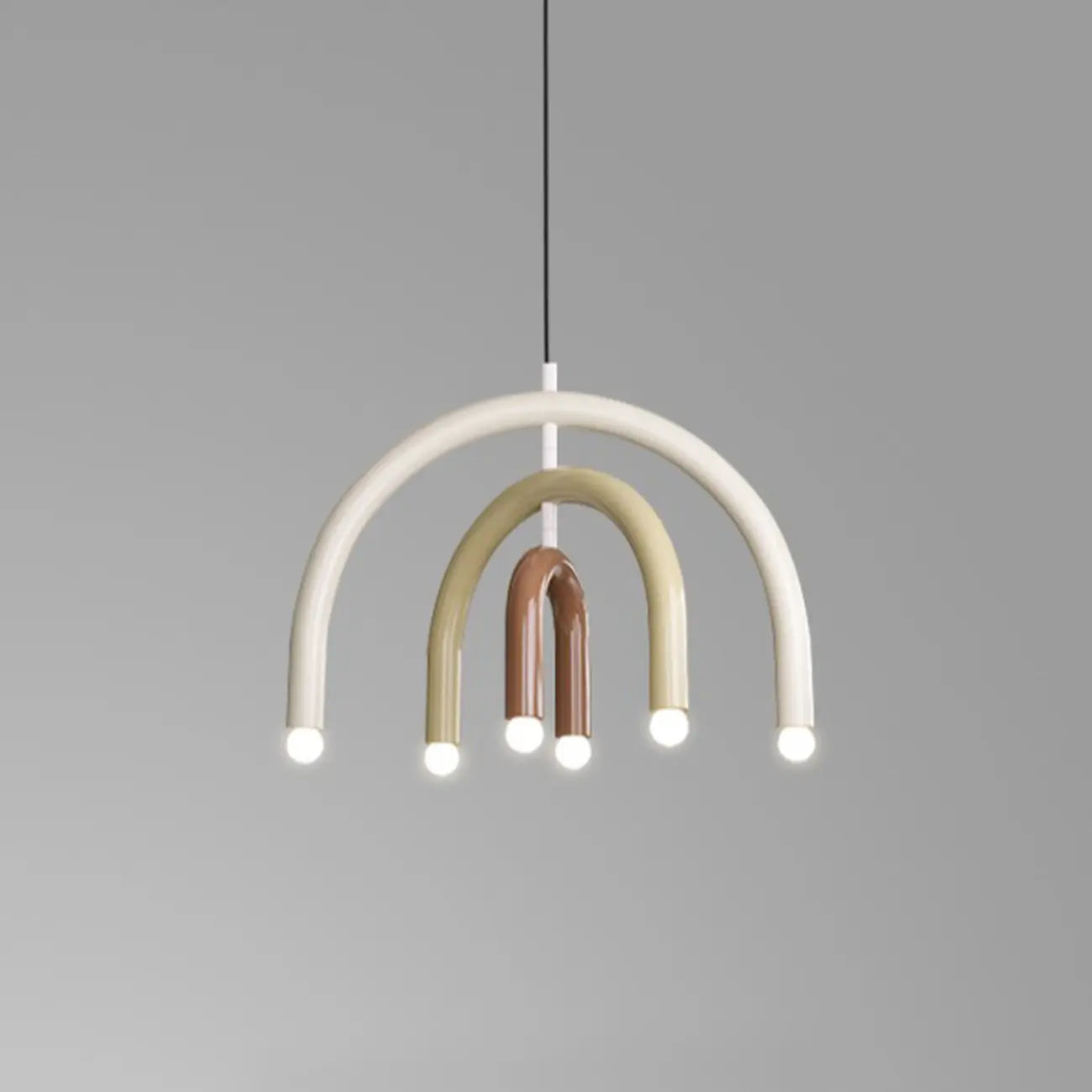 Lustre moderne à 6 lumières LED avec un design en forme d'arc-en-ciel