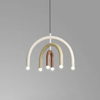 Lustre moderne à 6 lumières LED avec un design en forme d'arc-en-ciel