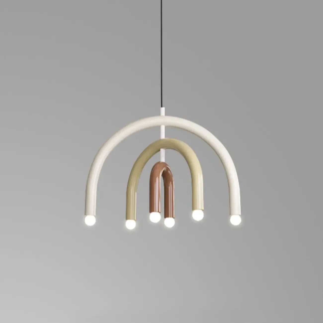 Lustre moderne à 6 lumières LED avec un design en forme d'arc-en-ciel