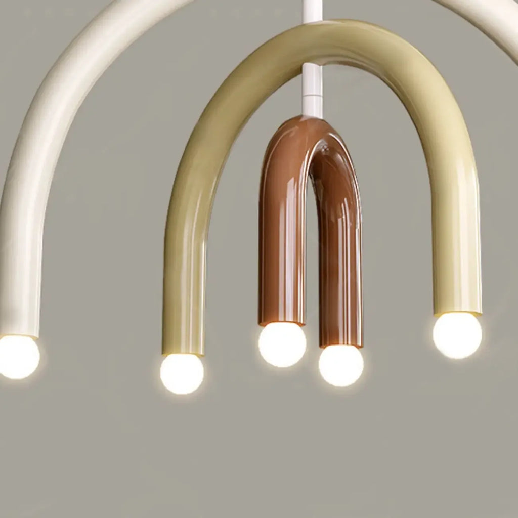 Lustre moderne à 6 lumières LED avec un design en forme d'arc-en-ciel
