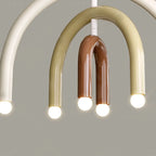 Lustre moderne à 6 lumières LED avec un design en forme d'arc-en-ciel