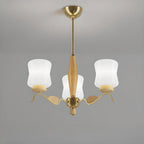 Lustre moderne en métal avec abat-jour en verre blanc pour la décoration intérieure