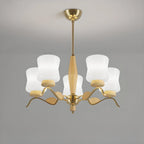 Lustre moderne en métal avec abat-jour en verre blanc pour la décoration intérieure