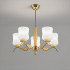 Lustre moderne en métal avec abat-jour en verre blanc pour la décoration intérieure