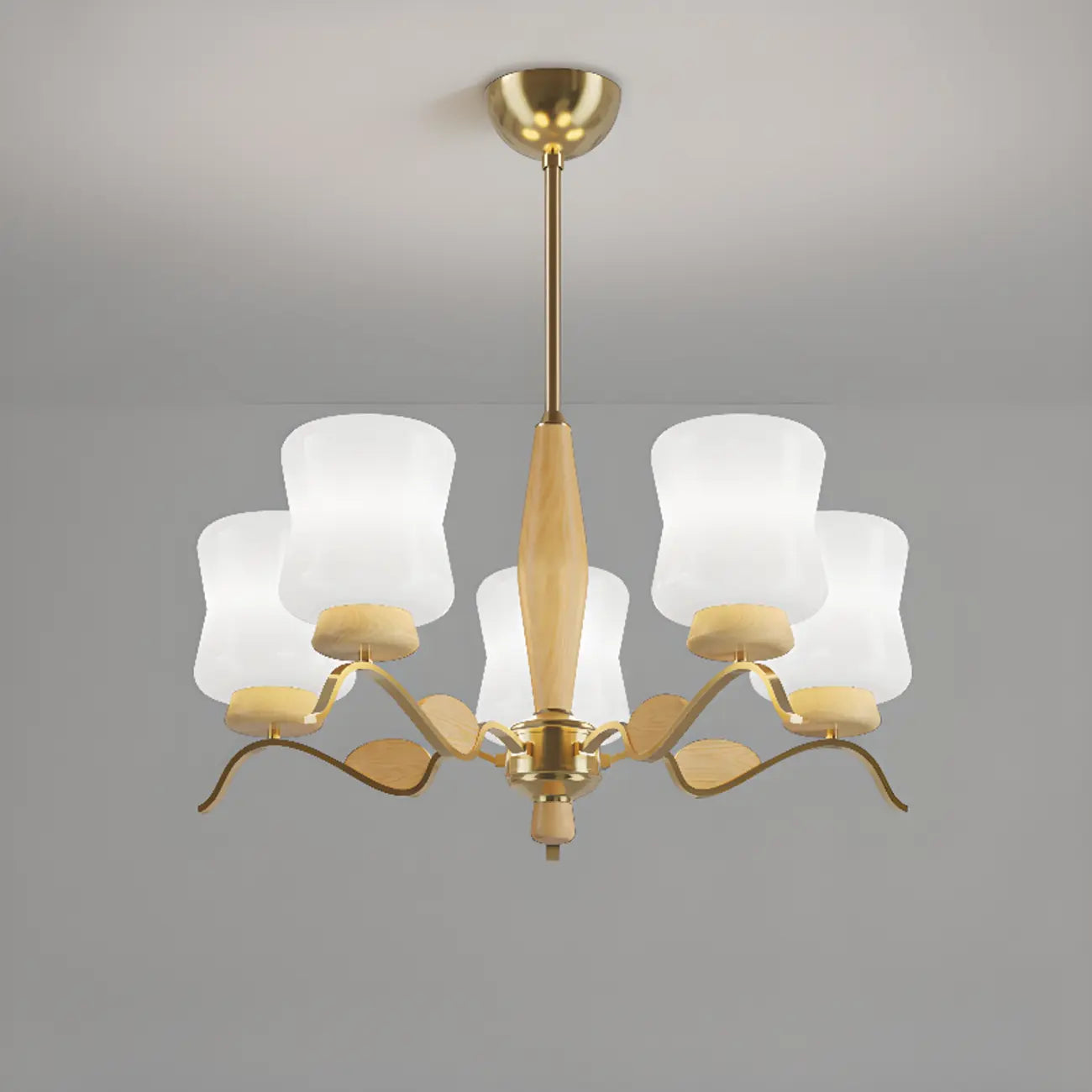 Lustre moderne en métal avec abat-jour en verre blanc pour la décoration intérieure