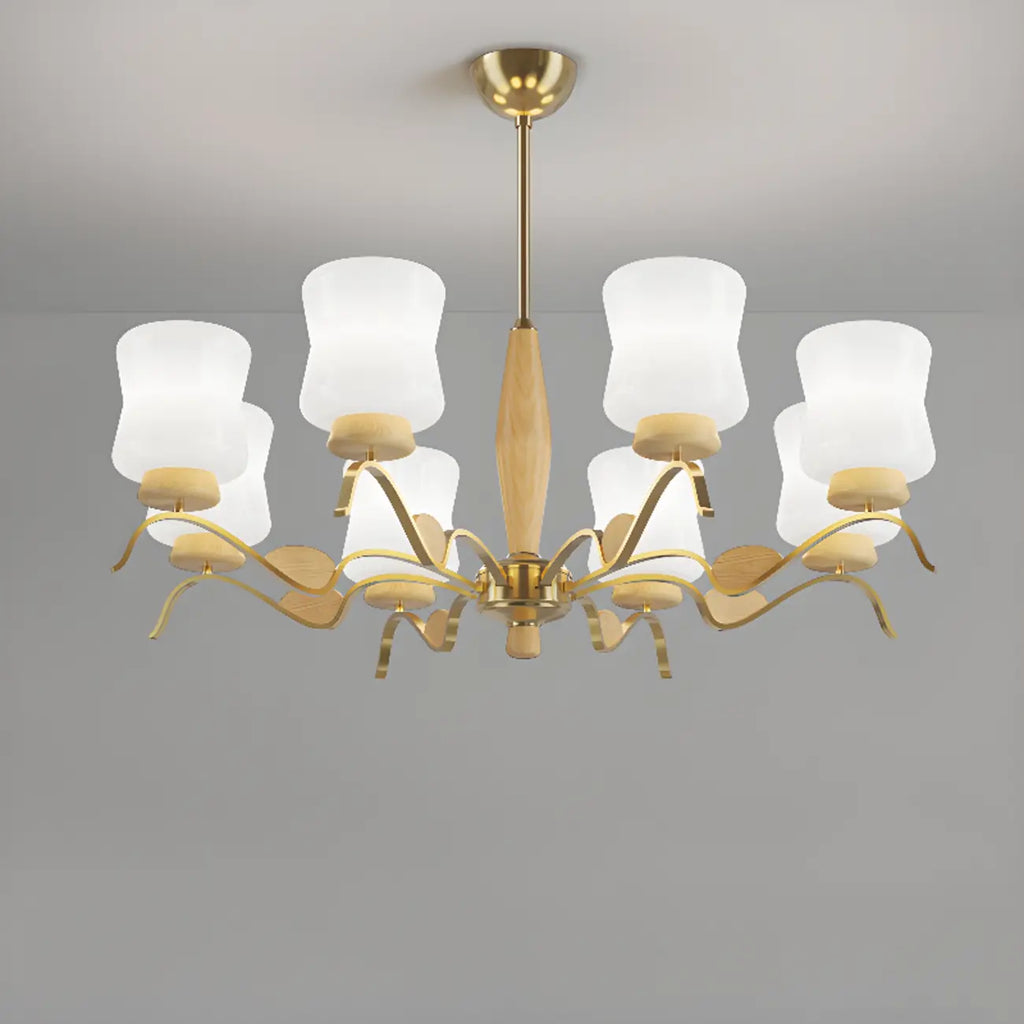 Lustre moderne en métal avec abat-jour en verre blanc pour la décoration intérieure
