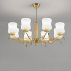 Lustre moderne en métal avec abat-jour en verre blanc pour la décoration intérieure