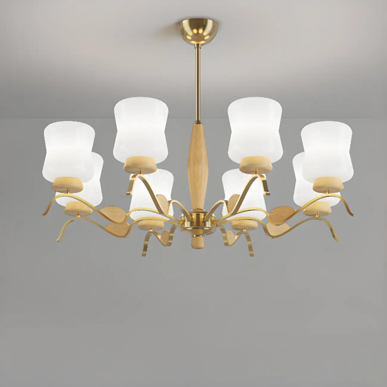 Lustre moderne en métal avec abat-jour en verre blanc pour la décoration intérieure