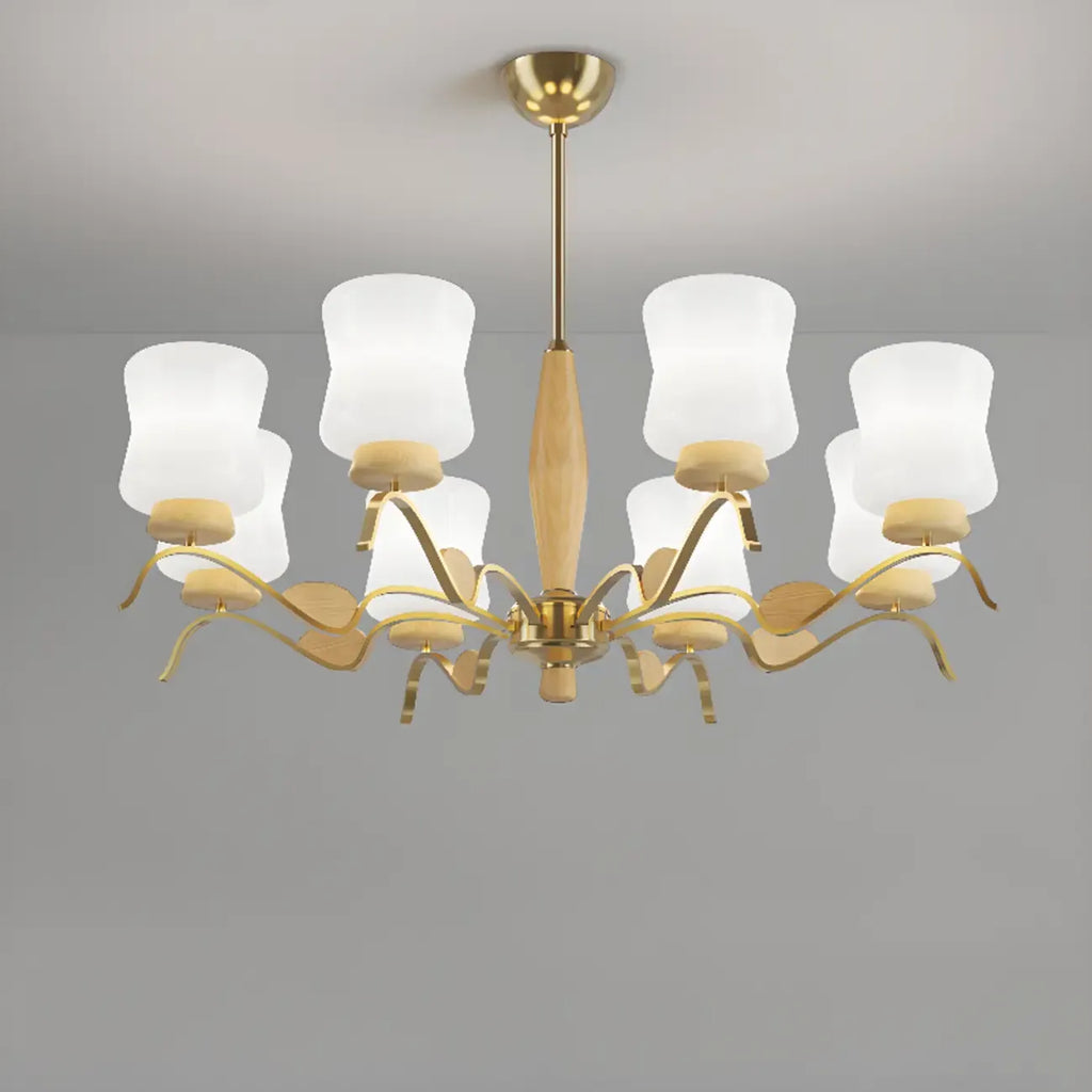 Lustre moderne en métal avec abat-jour en verre blanc pour la décoration intérieure