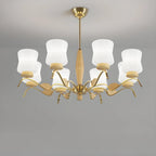 Lustre moderne en métal avec abat-jour en verre blanc pour la décoration intérieure