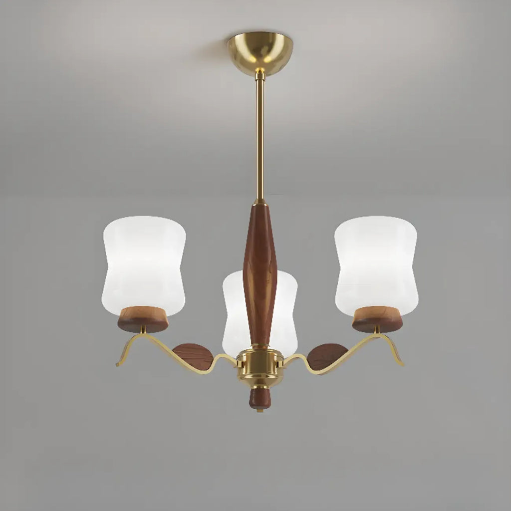 Lustre moderne en métal avec abat-jour en verre blanc pour la décoration intérieure