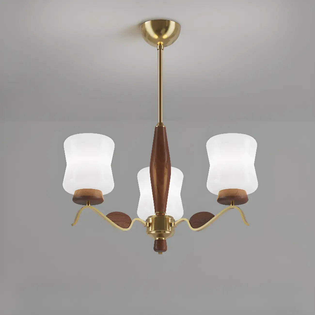 Lustre moderne en métal avec abat-jour en verre blanc pour la décoration intérieure