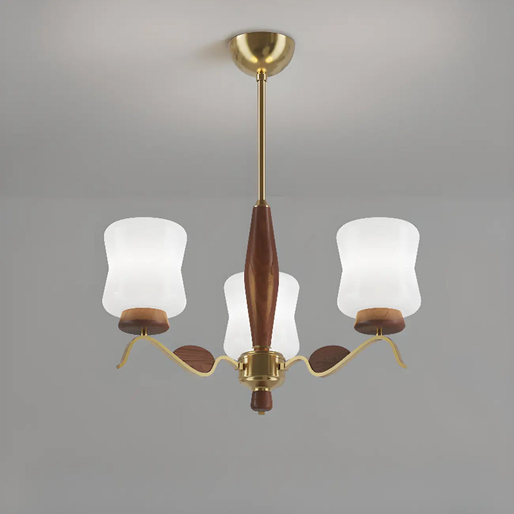 Lustre moderne en métal avec abat-jour en verre blanc pour la décoration intérieure