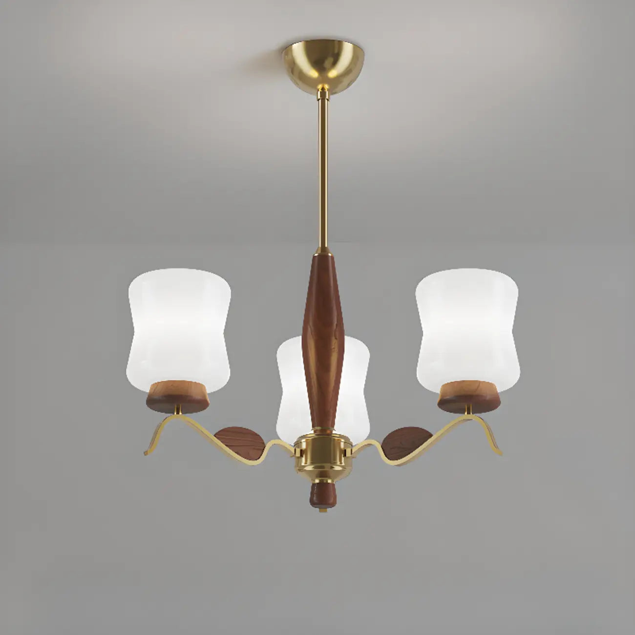 Lustre moderne en métal avec abat-jour en verre blanc pour la décoration intérieure