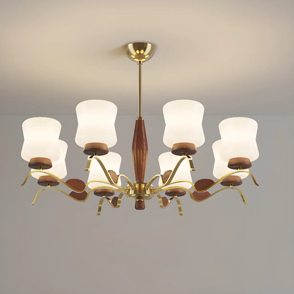 Lustre moderne en métal avec abat-jour en verre blanc pour la décoration intérieure