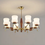 Lustre moderne en métal avec abat-jour en verre blanc pour la décoration intérieure