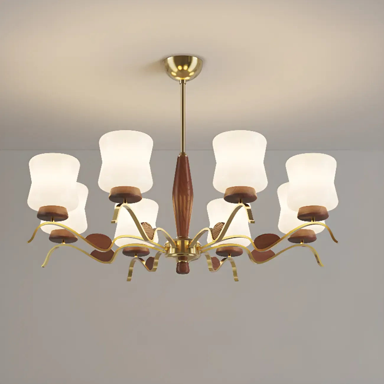Lustre moderne en métal avec abat-jour en verre blanc pour la décoration intérieure