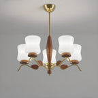 Lustre moderne en métal avec abat-jour en verre blanc pour la décoration intérieure