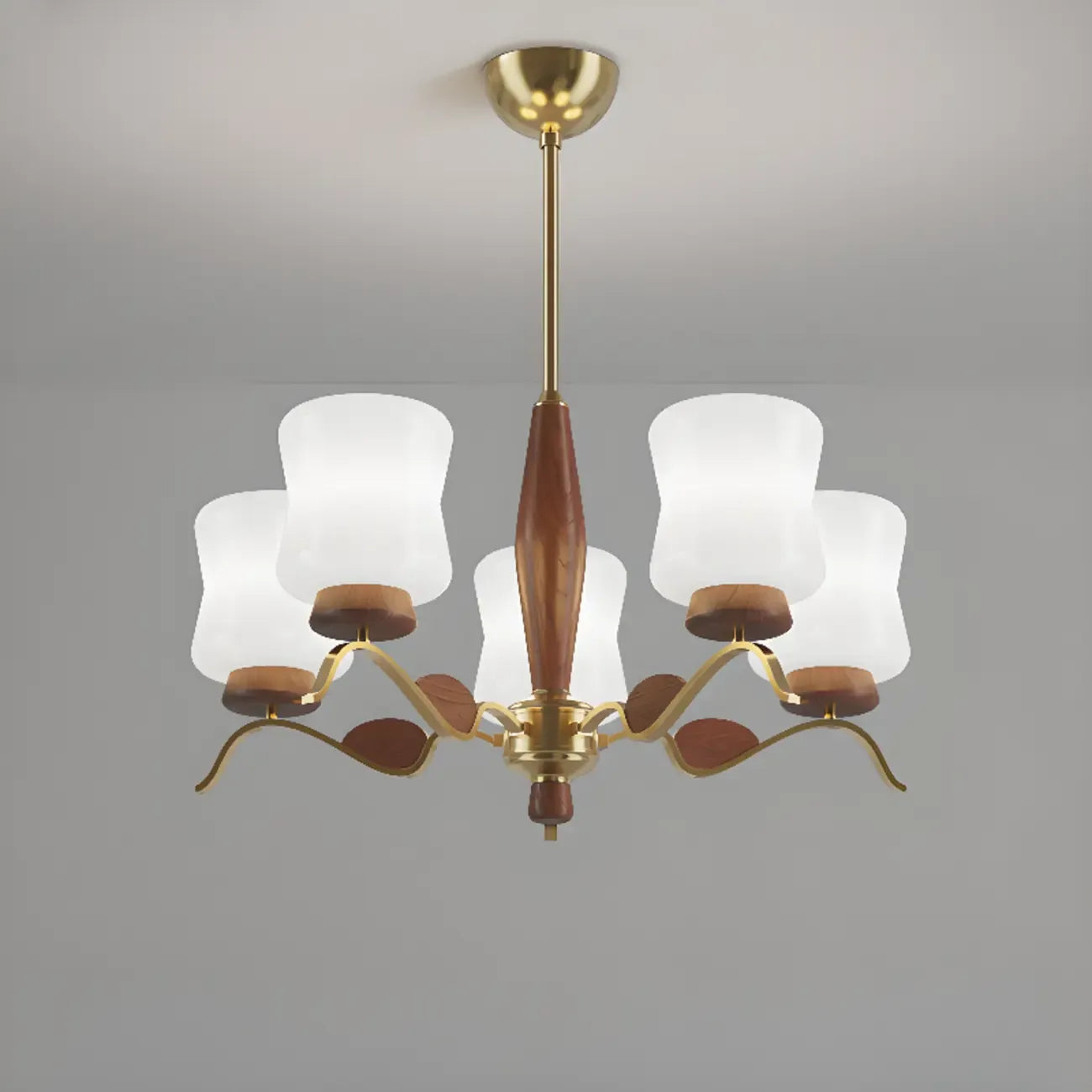 Lustre moderne en métal avec abat-jour en verre blanc pour la décoration intérieure