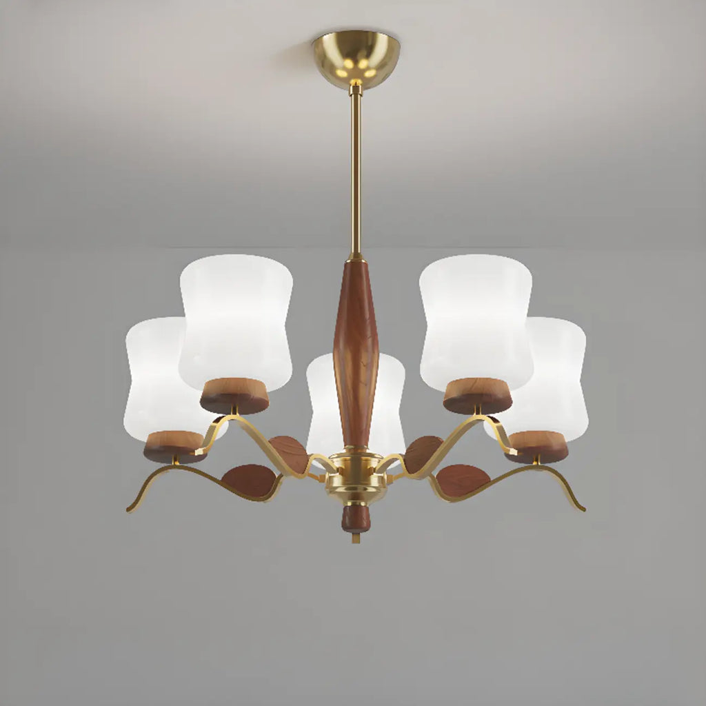 Lustre moderne en métal avec abat-jour en verre blanc pour la décoration intérieure