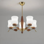 Lustre moderne en métal avec abat-jour en verre blanc pour la décoration intérieure