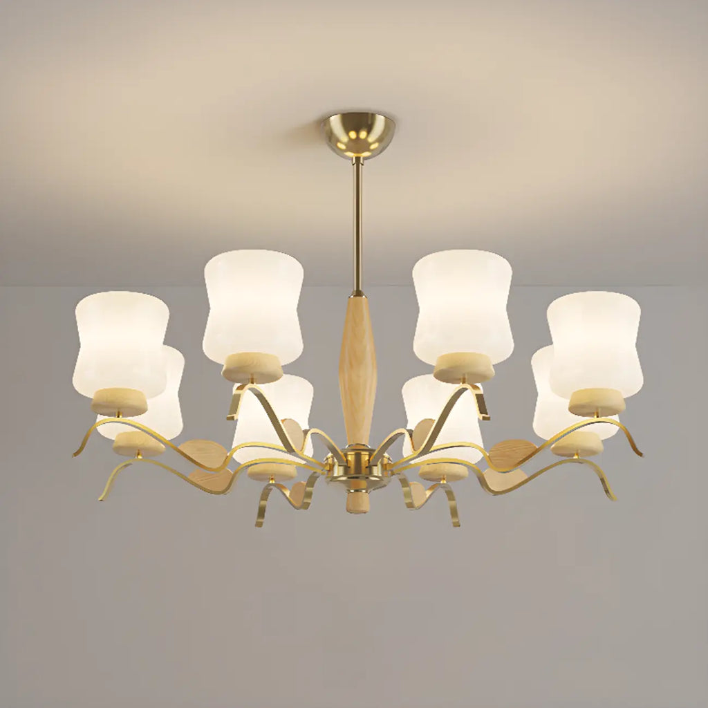 Lustre moderne en métal avec abat-jour en verre blanc pour la décoration intérieure