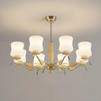 Lustre moderne en métal avec abat-jour en verre blanc pour la décoration intérieure