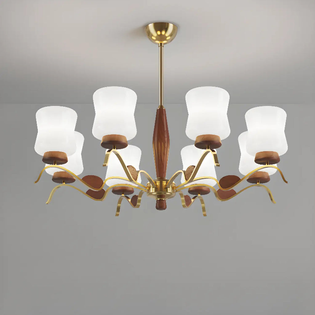 Lustre moderne en métal avec abat-jour en verre blanc pour la décoration intérieure