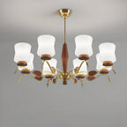 Lustre moderne en métal avec abat-jour en verre blanc pour la décoration intérieure
