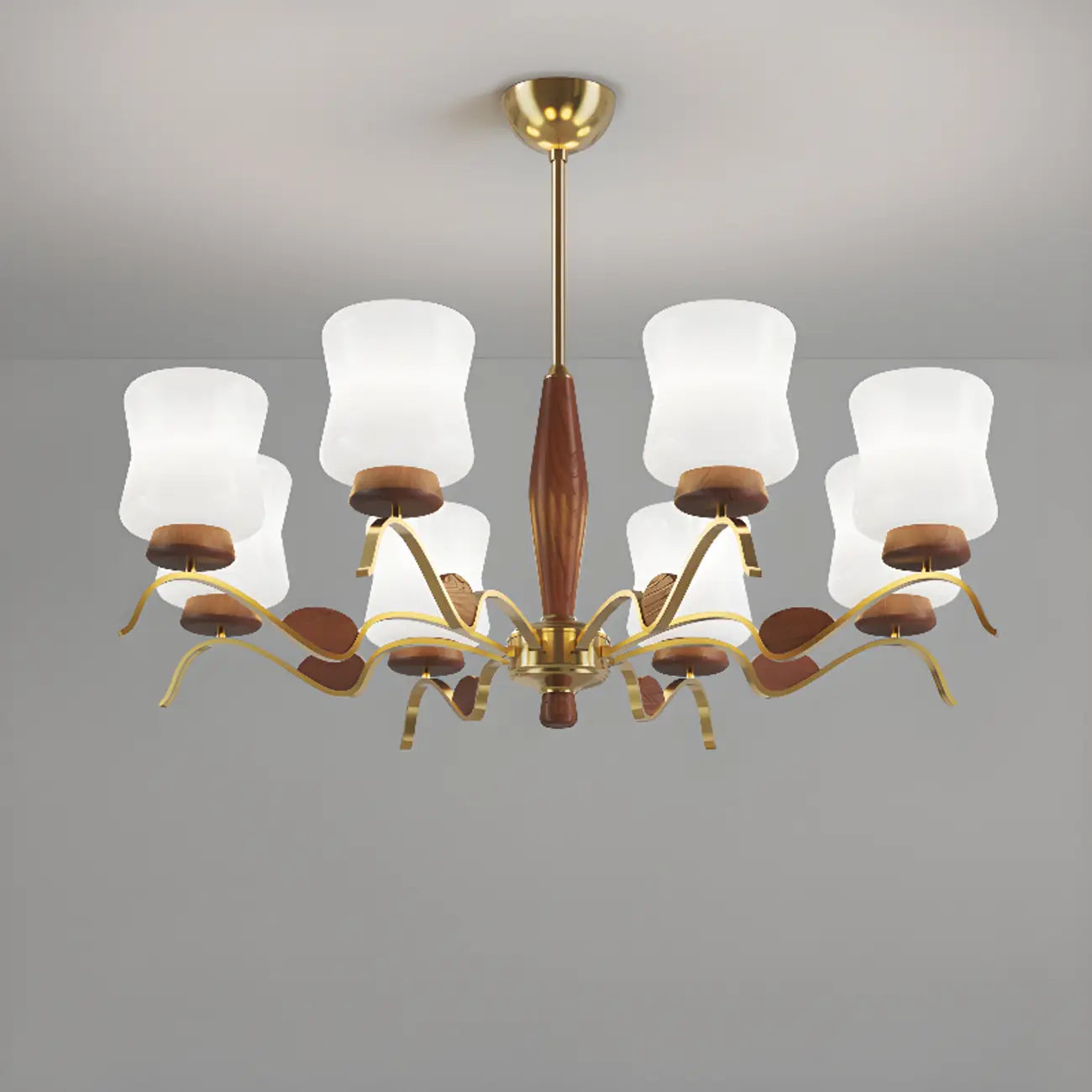 Lustre moderne en métal avec abat-jour en verre blanc pour la décoration intérieure