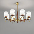 Lustre moderne en métal avec abat-jour en verre blanc pour la décoration intérieure