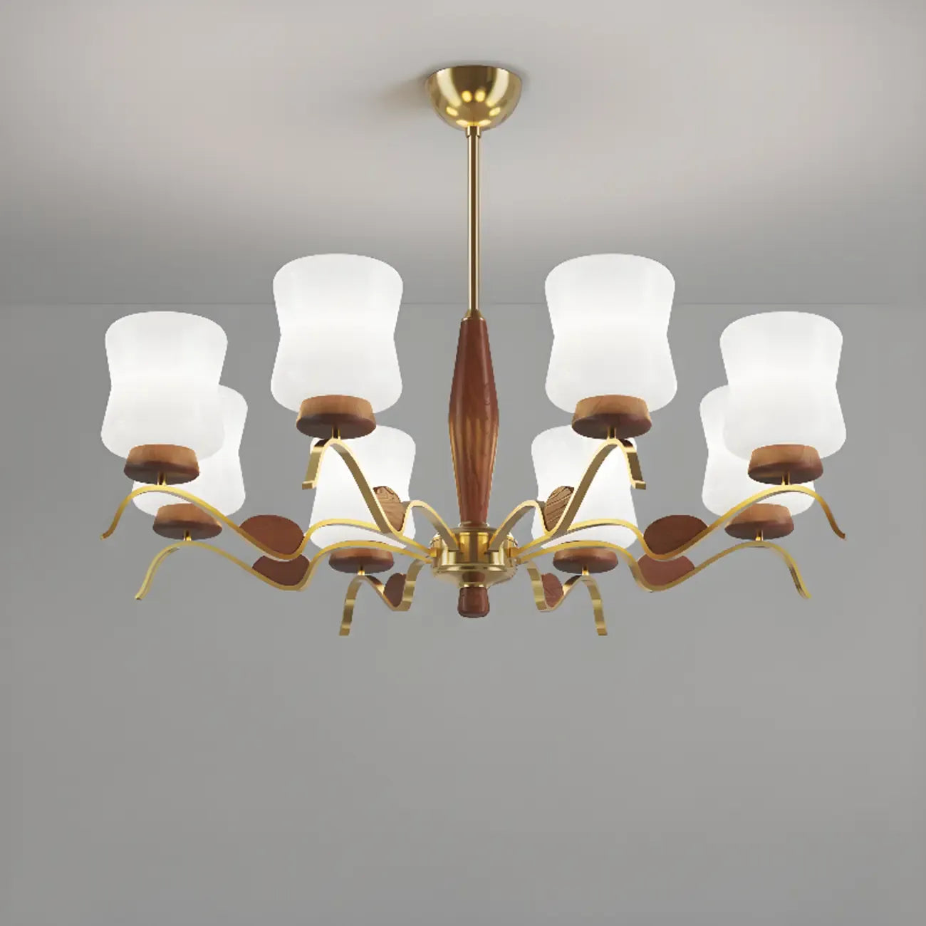 Lustre moderne en métal avec abat-jour en verre blanc pour la décoration intérieure