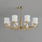 Lustre moderne en métal avec abat-jour en verre blanc pour la décoration intérieure