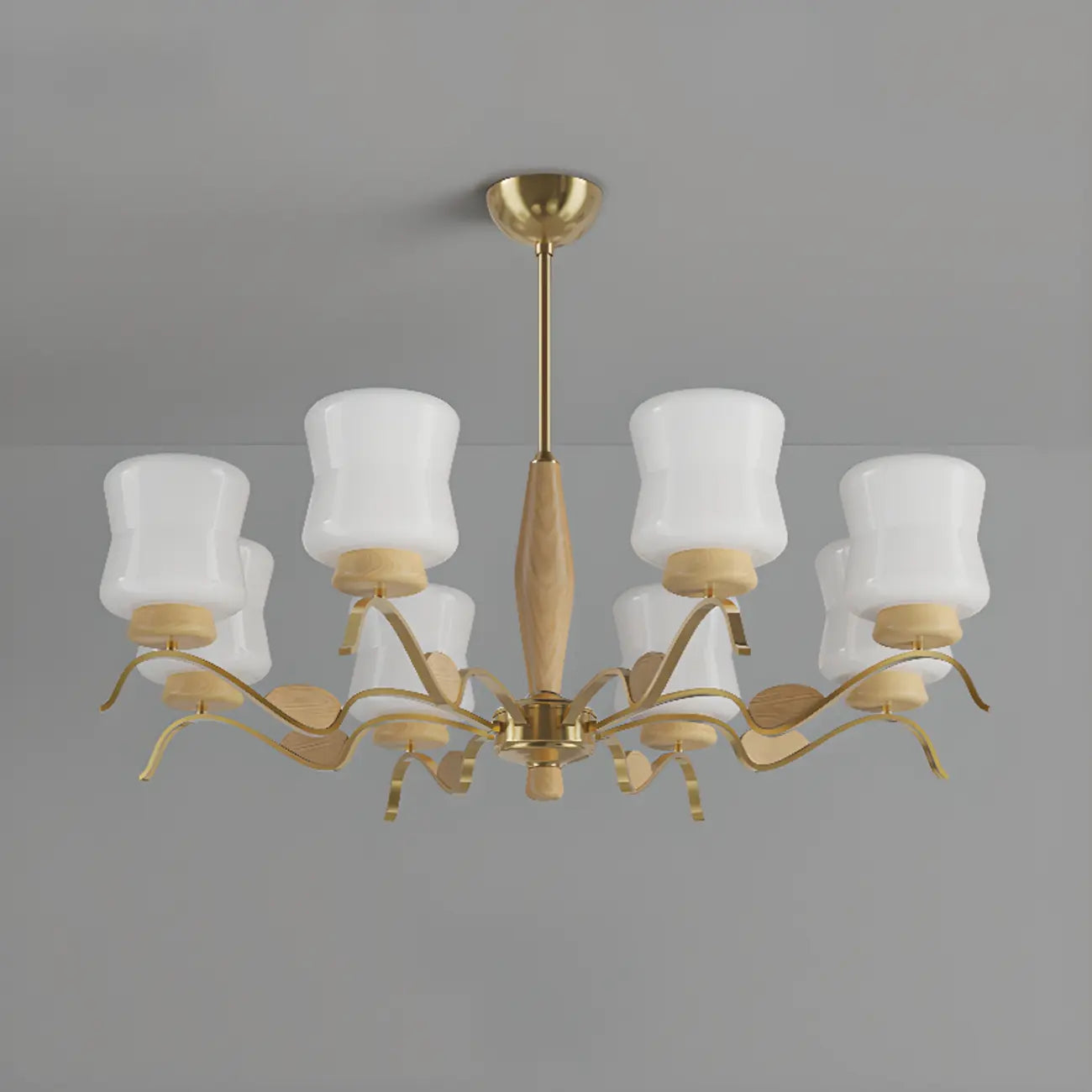 Lustre moderne en métal avec abat-jour en verre blanc pour la décoration intérieure