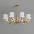 Lustre moderne en métal avec abat-jour en verre blanc pour la décoration intérieure